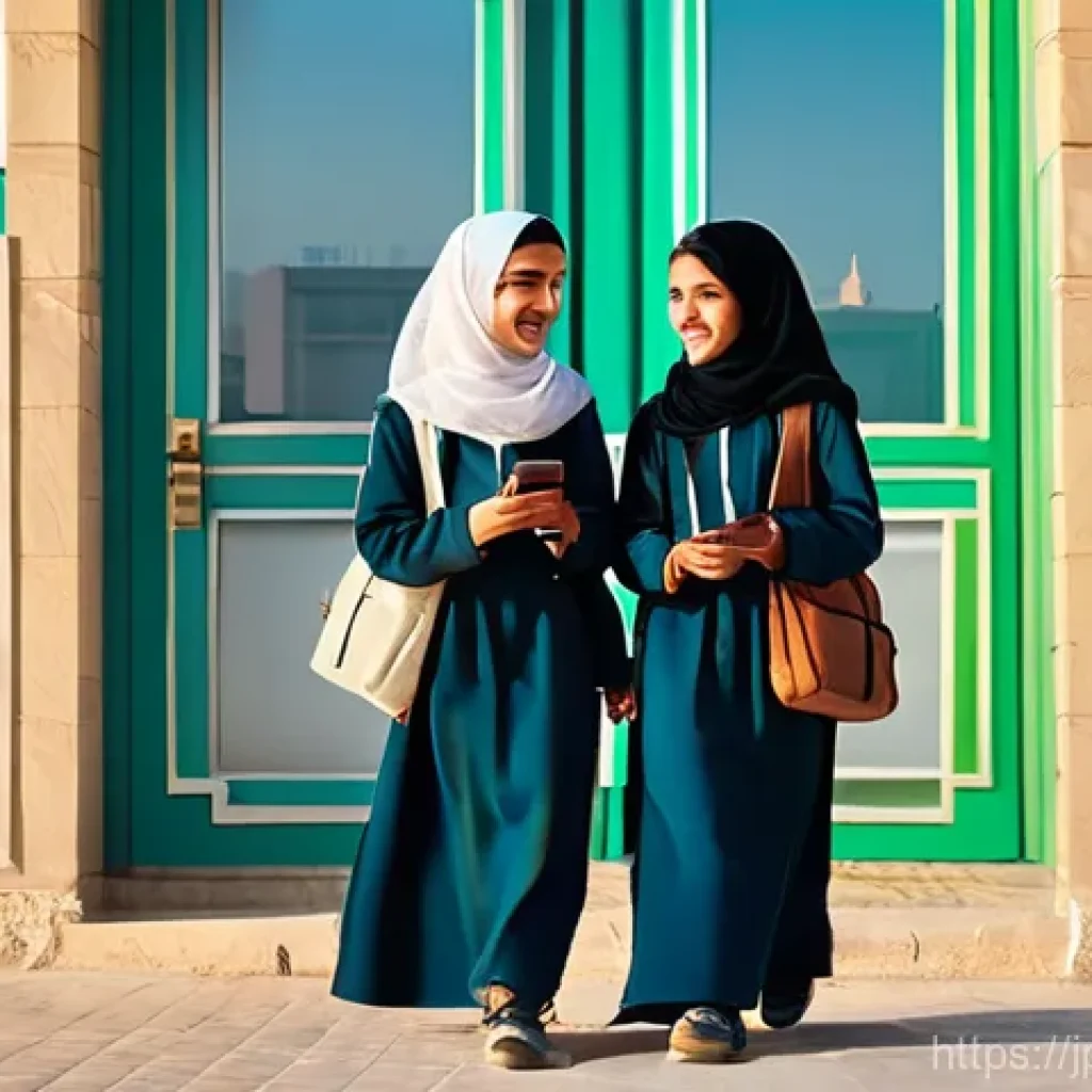 아랍어권에서 인기 있는 TV 프로그램 - **Prompt 1: "AlRawabi School Girls in Amman"**
    "A vibrant scene depicting three Jordanian high s...