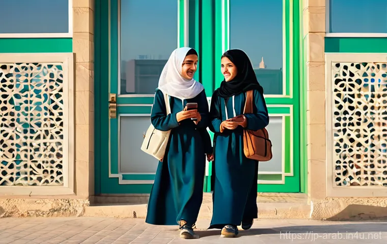 아랍어권에서 인기 있는 TV 프로그램 - **Prompt 1: "AlRawabi School Girls in Amman"**
    "A vibrant scene depicting three Jordanian high s...